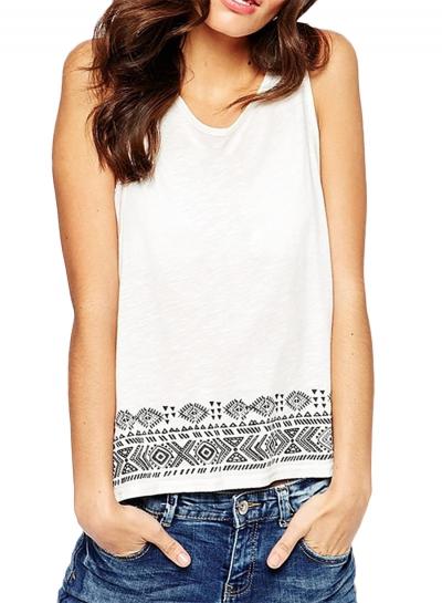 Oasap Women's Casual V-neck Sleeveless Print Pullover Tank Top