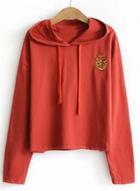 Oasap Long Sleeve Embroidery Solid Hoodies