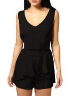 Oasap Women's Chic V Neck Sleeveless Backless Flounce Trim Romper