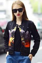 Oasap Winsome Panoramic Print Bomber Jacket