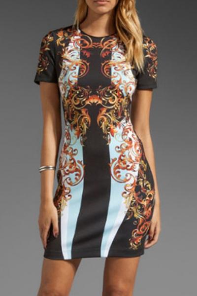 Oasap Multi Geo Filigree Neoprene Dress