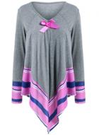 Oasap V Neck Long Sleeve Asymmetric Tops