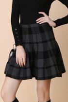 Oasap Plaid Pattern High Waist A-line Skirt