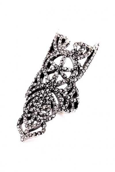 Oasap Antique Silver Metallic Women Ring With Rhinestones