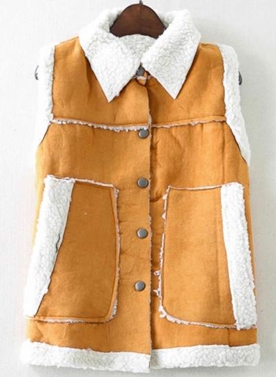 Oasap Turn Down Collar Sleeveless Solid Color Single Breast Vest