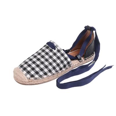 Oasap Round Toe Lace Up Flat Heels Plaid Shoes