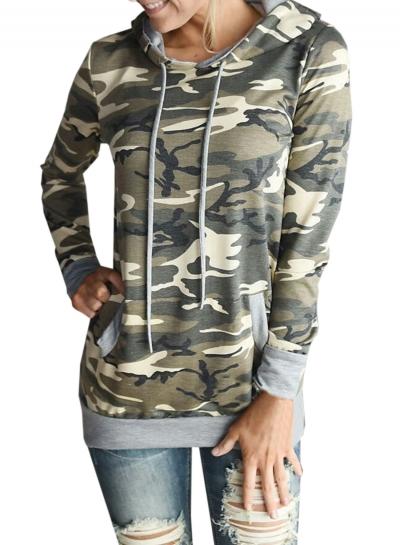 Oasap Women's Camo Graphic Hooded Pullover Sweatshirt
