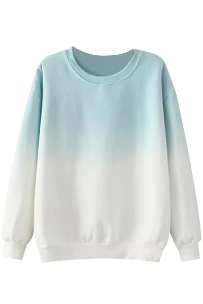 Oasap Sweet Gradient Ramp Round Neck Knit Sweatshirt