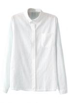 Oasap Cute Solid White Blouse With Eyelet