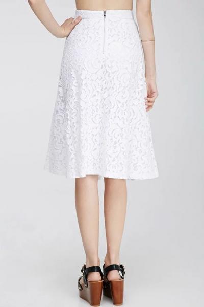 Oasap Demure Crochet Lace Midi Skirt