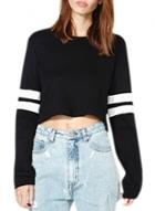 Oasap Women's Color Block Striped Print Crop Top