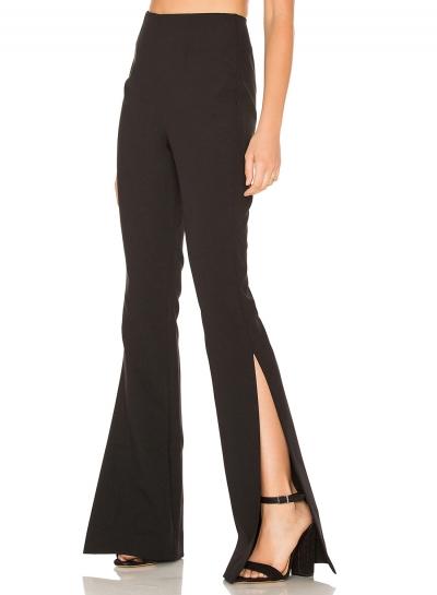 Oasap High Waist Solid Color Slit Boot Cut Pants