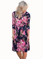 Oasap Fashion Blossom Print Wrap Floral Dress