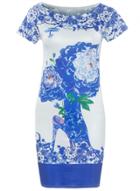 Oasap Women's Fashion Short Sleeve Floral Print Bodycon Mini Dress