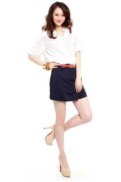 Oasap Chic Front Skirt Panel Medium Waistline Shorts