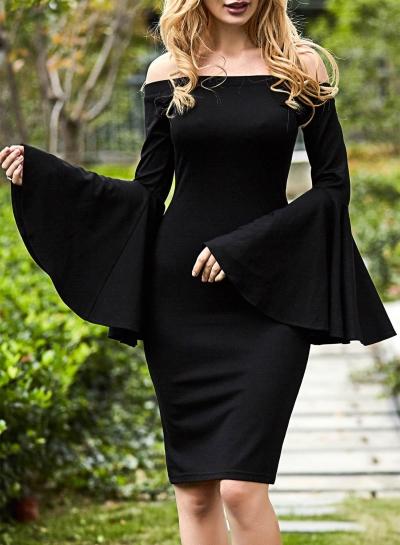 Oasap Fashion Off Shoulder Flare Sleeve Bodycon Dress