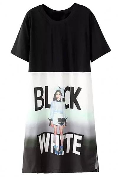 Oasap Sporty Letter Print Cotton Dress