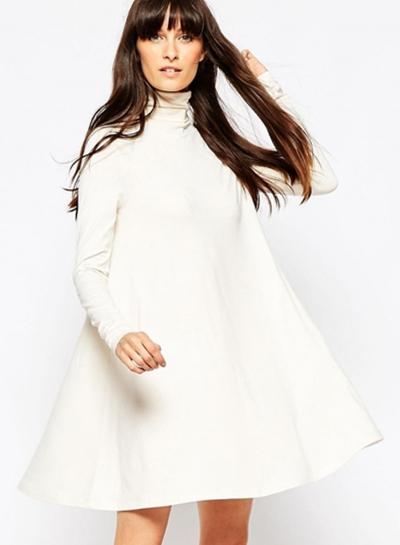 Oasap Women's Ruffle High Collar Long Sleeve Dress