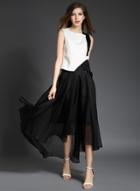 Oasap Sleeveless Patchwork Irregular Skirt Set