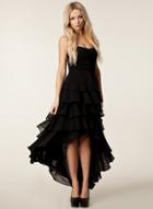 Oasap Off Shoulder Cascading Ruffles High Low Dress