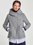 Oasap Stand Collar Solid Color Wool Coat