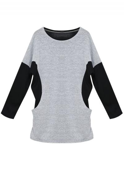 Oasap Women's Casual Color Block Batwing Sleeve Knitted Mini Dress