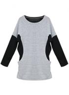 Oasap Women's Casual Color Block Batwing Sleeve Knitted Mini Dress