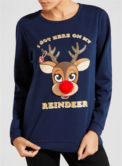 Oasap Reindeer Printed Long Sleeves Chrismas Sweatshirt