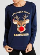 Oasap Reindeer Printed Long Sleeves Chrismas Sweatshirt