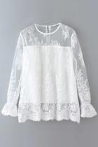 Oasap Demure Sheer Lace Floral Blouse