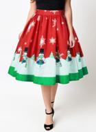 Oasap High Waist Pleated Christmas Skirt