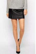 Oasap Chic Faux Leather A-line Skirt
