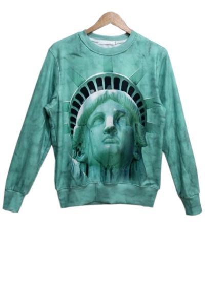 Oasap Statue Of Liberty Print Sweatshirt