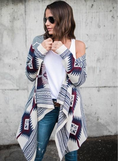 Oasap Long Sleeve Open Front Irregular Knit Cardigan
