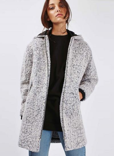 Oasap Women's Heathered Wool Blend Zip Front Warm Coat