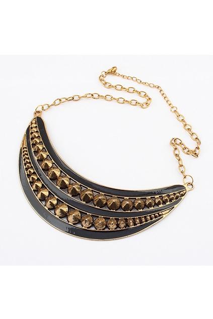 Oasap Rivet Embellished Lunulate Pendant Necklace