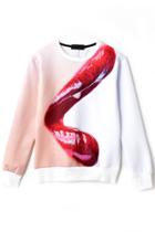 Oasap Tempting Red Lips Sweatshirts