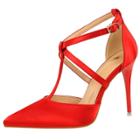 Oasap Fashion Pointed Toe Cross Buckle Stiletto Sandals
