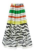 Oasap Colorful Stripes And Zebra Printing Pleated Ankle Length Skirt