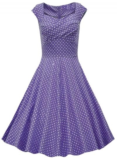 Oasap Women's Vintage Cap Sleeve Polka Dot Print Swing Dress