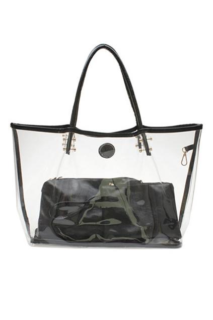 Oasap Sheer Shoulder Bag With Two Pu Inner Bags