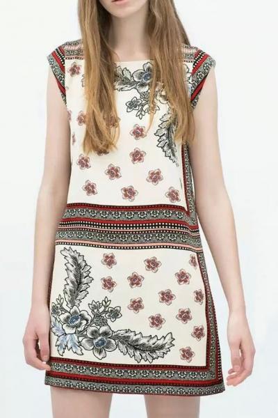 Oasap Handkerchief Pattern Sleeveless Shift Dress