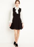 Oasap Black Bow Collar Slim Dress