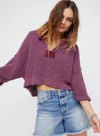 Oasap Solid V Neck Batwing Sleeve Loose Fit Cropped Sweater