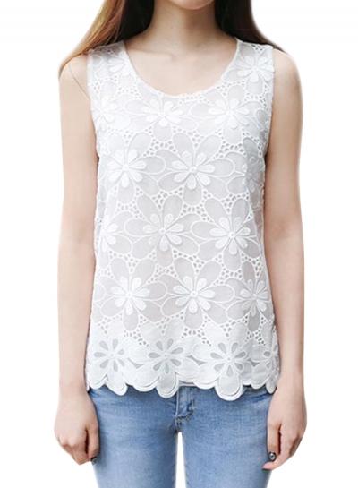 Oasap Women's Fashion Summer Lace Floral Sleeveless Tank Top