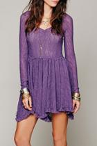 Oasap Chic Crochet Lace Trim Asymmetrical Dress