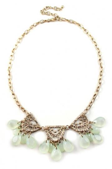 Oasap Mint Green Water Drop Pendant Dress Necklace