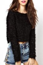 Oasap Chic Shaggy Knit Crop Sweater