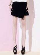 Oasap High Waist Solid Color Asymmetrci Design A-line Skirt