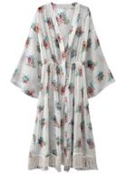 Oasap Women's Casual Floral Printed Fringed Long Beach Cardigan